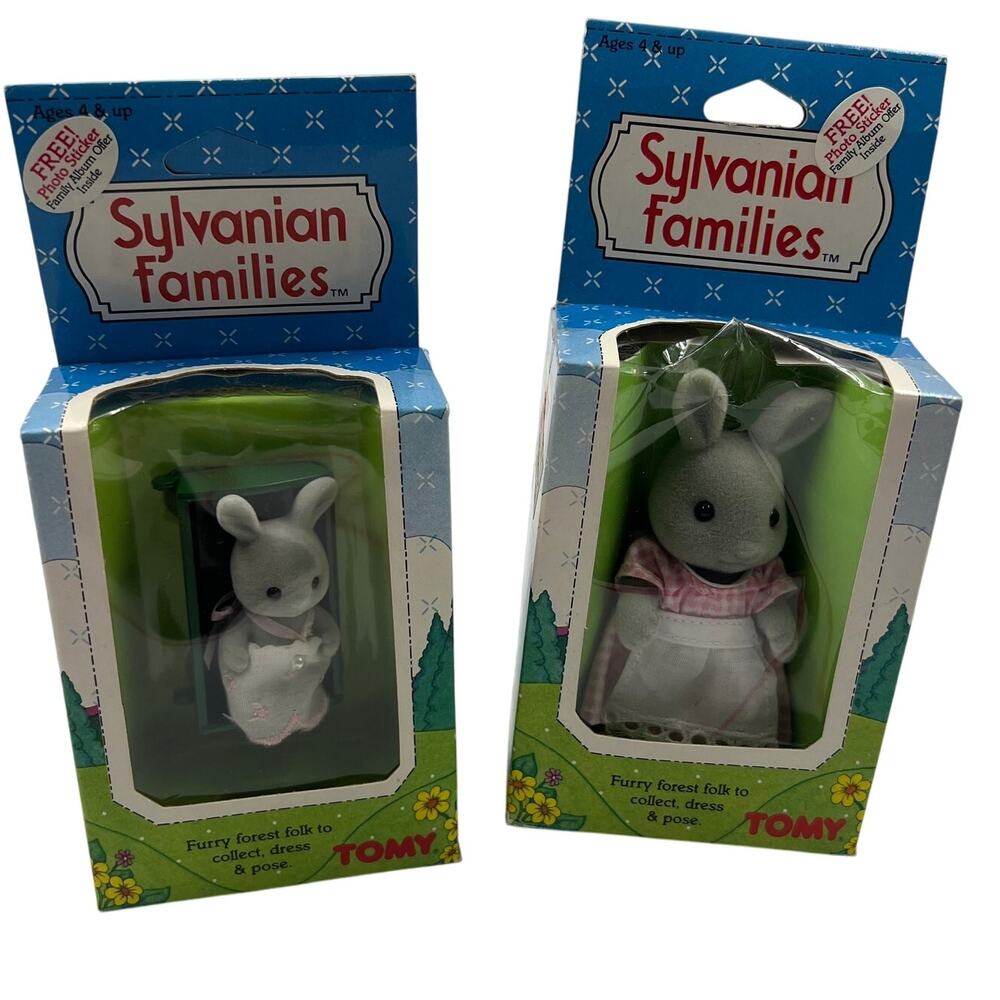 Sylvanian Families 1985 Coral Crystal Babblebrook Rabbits Fury Forest Folk Tomy